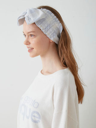 Checkered Skincare Headband in blue, Women's Loungewear Hair Accessories, Hair Clips, Headbands, Hair Ties at Gelato Pique USA.