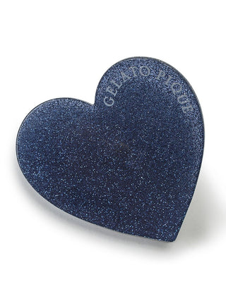 Heart Hair Clip in sparkling blue glitter by Gelato Pique, showcasing a stylish heart shape perfect for adding elegance to hairstyles.