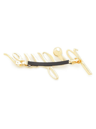 Metal Logo Barrette in Gold, Women's Loungewear Hair Accessories, Hair Clips, Headbands, Hair Ties at Gelato Pique USA