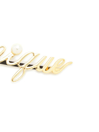 Metal Logo Barrette in Gold, Women's Loungewear Hair Accessories, Hair Clips, Headbands, Hair Ties at Gelato Pique USA