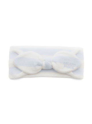 White Smoothie 2-Border Headband by Gelato Pique USA with bow detail, perfect for premium loungewear and sleepwear.