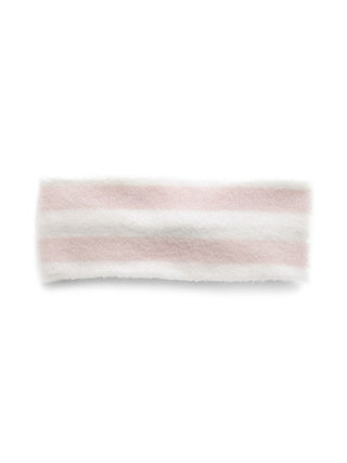 Cream and pink Smoothie 2-Border Headband by Gelato Pique USA, premium loungewear accessory with plush fabric and two-border stripes.