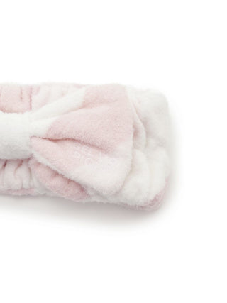 Gelato Pique USA Durable Smoothie Border Headband in plush pink and white for premium loungewear, perfect for self-care routines.