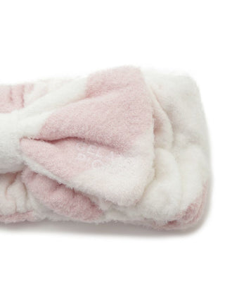 Plush pink and white Durable Smoothie Border Headband by Gelato Pique USA, a premium loungewear essential for self-care and relaxation.