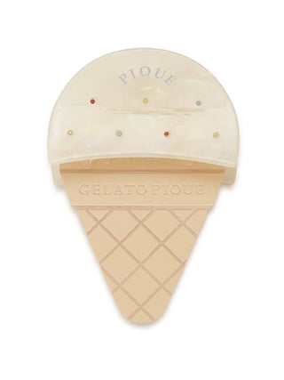 Gelato Pique white half-moon hair clip with ice cream design and bijoux accents, a Premium Loungewear and Sleepwear accessory.