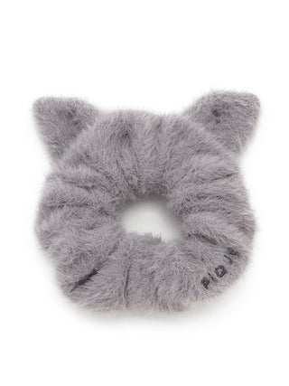 Plush grey CAT Hair Scrunchie with cat-ear design, perfect for securing hair stylishly. Ultra-soft and playful accessory from Gelato Pique USA.