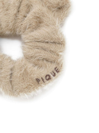 Beige CAT Hair Scrunchie by Gelato Pique USA, featuring fluffy fabric and cat-ear design, ideal for stylish ponytails in premium loungewear.