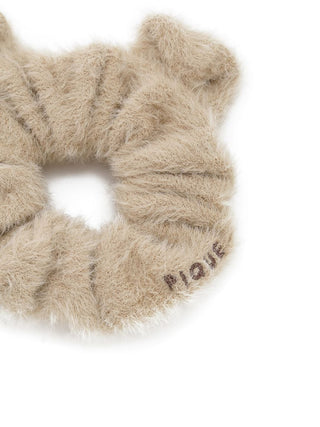 Beige CAT Hair Scrunchie by Gelato Pique USA, premium loungewear and sleepwear accessory with cat-ear design, fluffy and cozy.