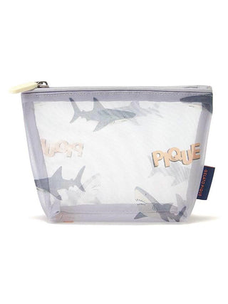 Mesh Shark Pattern Pouch- Women's Loungewear Bags,Pouches,Eco Bags & Tote Bags at Gelato Pique USA