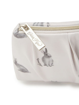 Bunny Pattern Gathered Zip Pouch in Pink, Women Loungewear Bags, Pouches, Make up Pouch, Travel Organizer, Eco Bags & Tote Bags at Gelato Pique USA