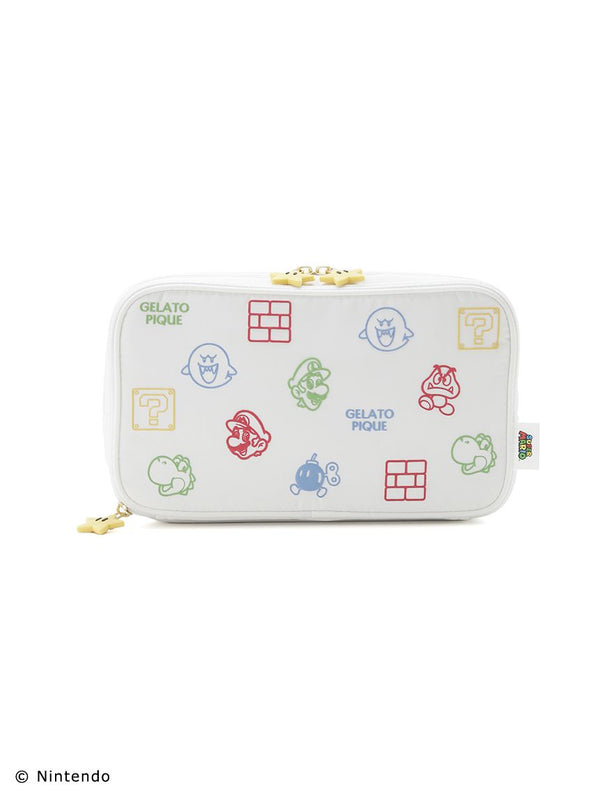 SUPER MARIO™️ Off White Gadget Pouch with Ally and Enemy Characters, Double Zipper, Colorful Design by Gelato