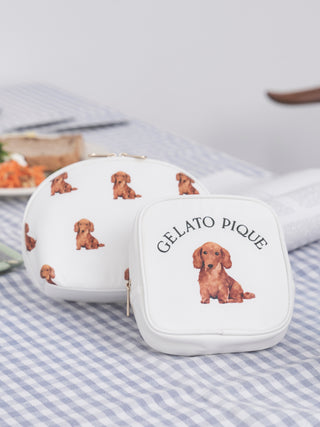 DOG Pattern Square Tissue Pouch in off white, Women Loungewear Bags, Pouches, Make up Pouch, Travel Organizer, Eco Bags & Tote Bags at Gelato Pique USA.