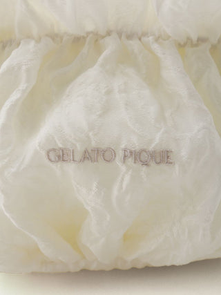 SAKURA Frilled Pouch Handle in off white, Women Loungewear Bags, Pouches, Make up Pouch, Travel Organizer, Eco Bags & Tote Bags at Gelato Pique USA.