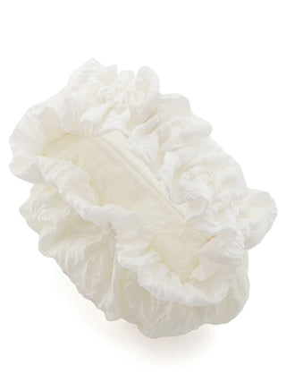 SAKURA Frilled Pouch Handle in off white, Women Loungewear Bags, Pouches, Make up Pouch, Travel Organizer, Eco Bags & Tote Bags at Gelato Pique USA.