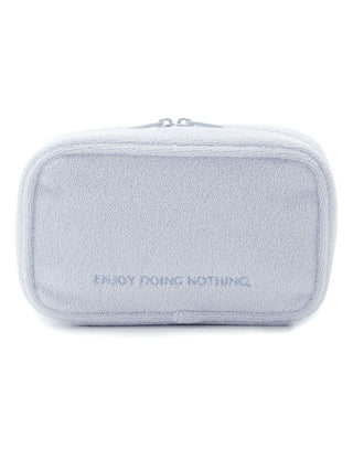 Light blue terry cloth cosmetic pouch with 'Enjoy Doing Nothing' text, offering style and practicality for modern users.