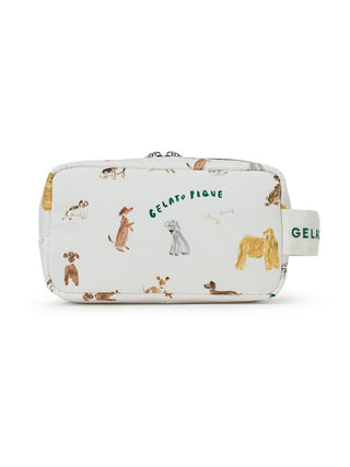 TOSHIYUKI HIRANO Dog Pattern Pouch L in OFF WHITE, Women Loungewear Bags, Pouches, Make up Pouch, Travel Organizer, Eco Bags & Tote Bags at Gelato Pique USA.