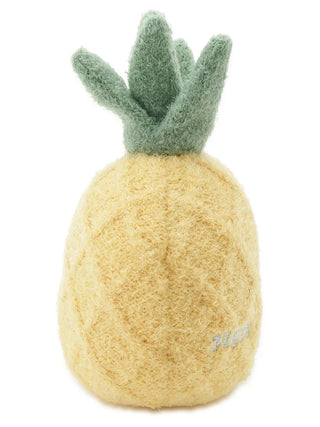 Plush pineapple-shaped pouch from Gelato Pique USA, featuring a soft, yellow body and green leafy top, ideal for carrying essentials.