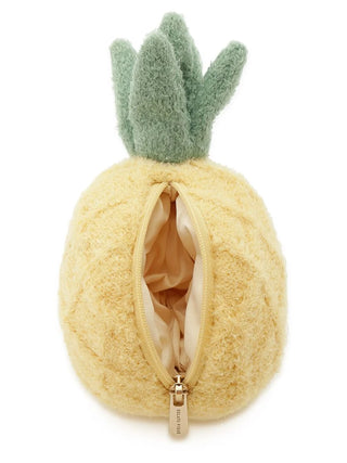 Pineapple-themed plush pouch with zipper, from Gelato Pique USA's Juicy Delights collection, in vibrant yellow and green fabric.