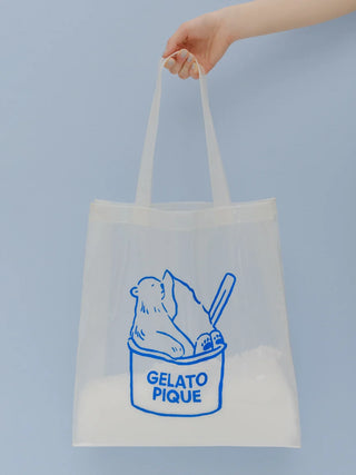 Polar Bear Vinyl Tote Bag in CLEAR, Women Loungewear Bags, Pouches, Make up Pouch, Travel Organizer, Eco Bags & Tote Bags at Gelato Pique USA.