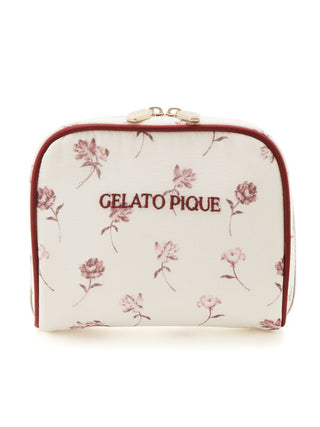 Rose Patterned Square Pouch in PINK, Women Loungewear Bags, Pouches, Make up Pouch, Travel Organizer, Eco Bags & Tote Bags at Gelato Pique USA.