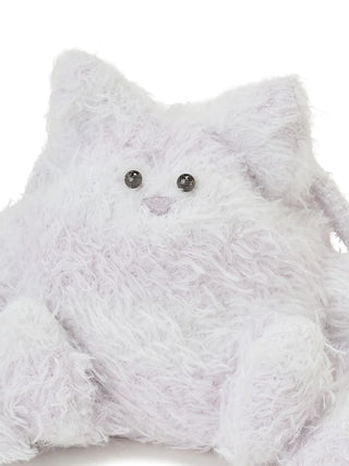 Fluffy white Pique Monster pouch with cute toy-like features for Halloween.