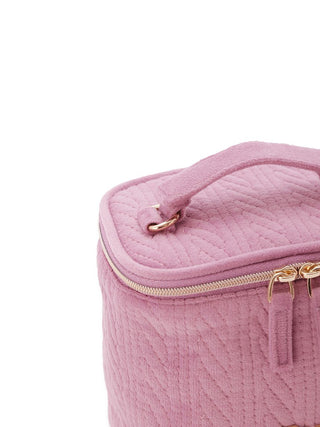 Aran Quilted Cosmetic Bag in PINK, Women Loungewear Bags, Pouches, Make up Pouch, Travel Organizer, Eco Bags & Tote Bags at Gelato Pique USA.