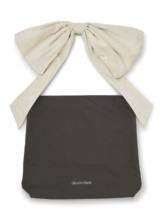 Gelato Pique Ribbon Tote Bag with oversized bow in soft beige and minimalist design