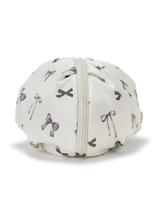 Ribbon Motif Makeup Pouch in Off White, Women Loungewear Bags, Pouches, Make up Pouch, Travel Organizer, Eco Bags & Tote Bags at Gelato Pique USA