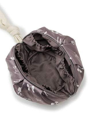 Ribbon Motif Makeup Pouch in Dark Gray, Women Loungewear Bags, Pouches, Make up Pouch, Travel Organizer, Eco Bags & Tote Bags at Gelato Pique USA