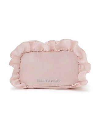 Heart Embroidered Frill Square Pouch in PINK, Women Loungewear Bags, Pouches, Make up Pouch, Travel Organizer, Eco Bags & Tote Bags at Gelato Pique USA.