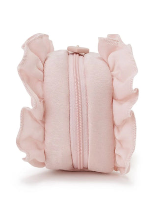 Heart Embroidered Frill Square Pouch in PINK, Women Loungewear Bags, Pouches, Make up Pouch, Travel Organizer, Eco Bags & Tote Bags at Gelato Pique USA.