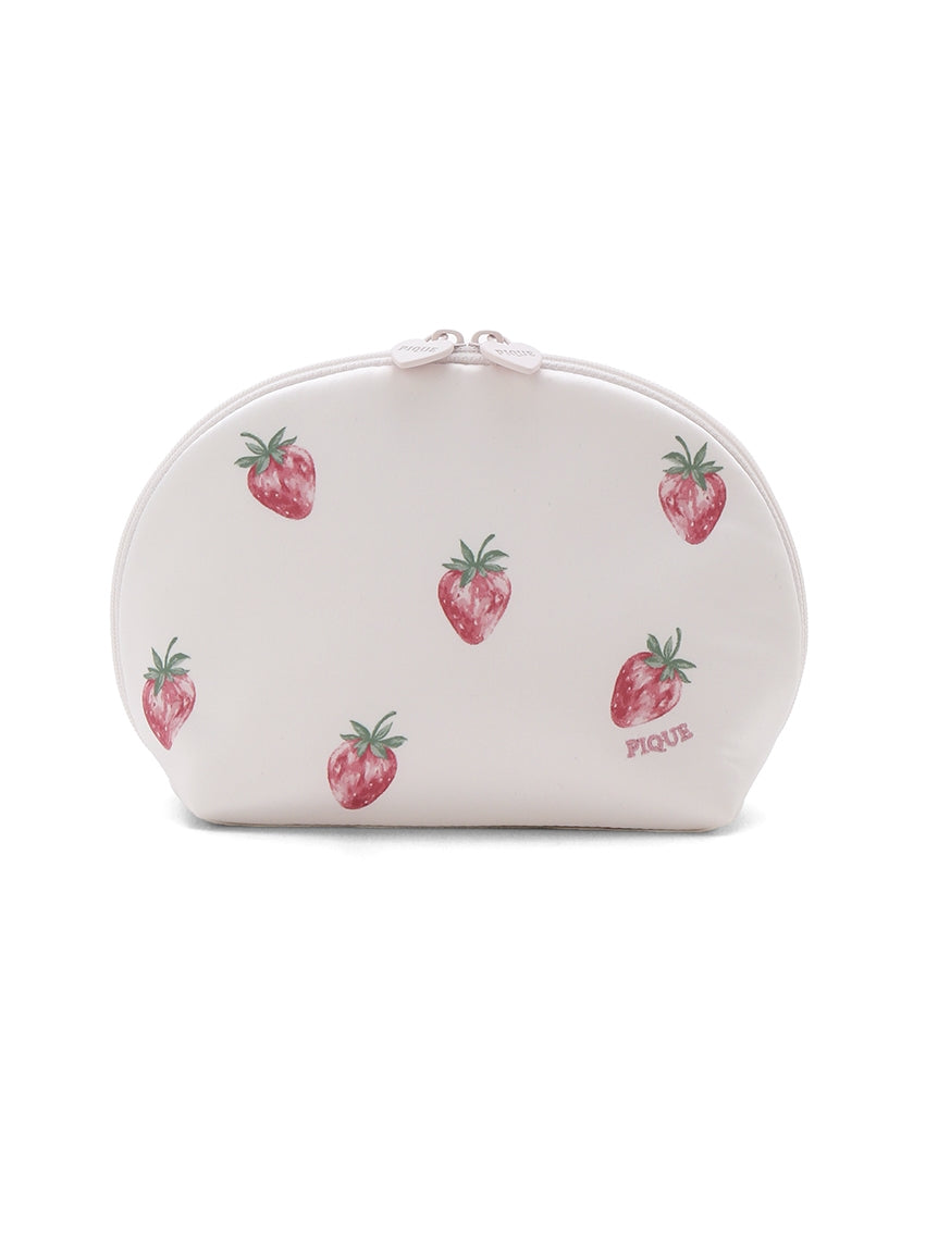 Strawberry Print Satin Pouch