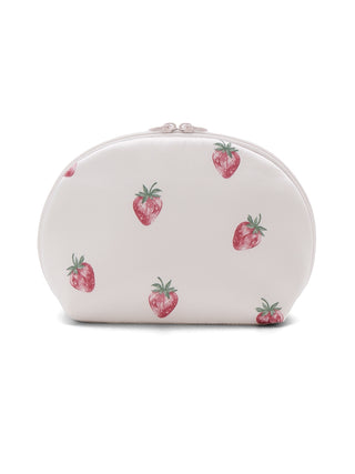 Strawberry Print Satin Pouch in PINK, Women Loungewear Bags, Pouches, Make up Pouch, Travel Organizer, Eco Bags & Tote Bags at Gelato Pique USA.