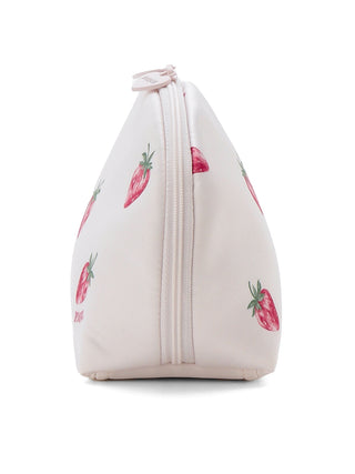 Strawberry Print Satin Pouch in PINK, Women Loungewear Bags, Pouches, Make up Pouch, Travel Organizer, Eco Bags & Tote Bags at Gelato Pique USA.