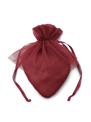 Red strawberry tulle drawstring pouch by Gelato Pique with satin base and delicate tulle, ideal for storing small essentials.