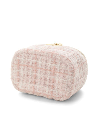 Tweed Like Mini Cosmetic Pouch in PINK, Women Loungewear Bags, Pouches, Make up Pouch, Travel Organizer, Eco Bags & Tote Bags at Gelato Pique USA.