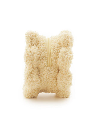 Plush beige Gelato Pique Biscuit Pouch with teddy bear-like fabric, adding coziness and charm to your essentials with unique design.