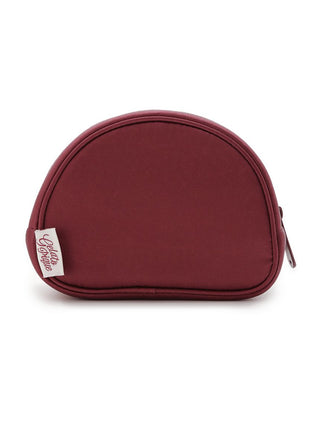 Satin compact make-up pouch with dome shape, ideal for travel and daily use, featuring a durable and elegant design in maroon.