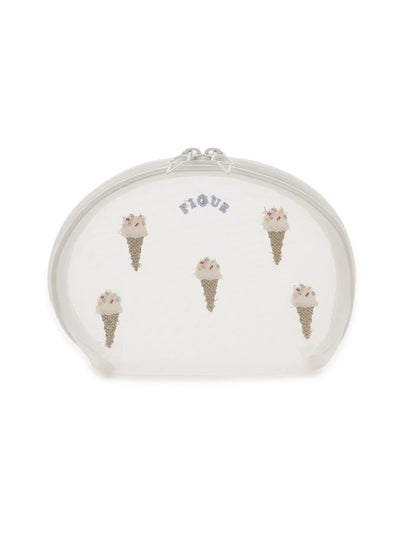 Ice cream Embroidery Pouch gelato pique