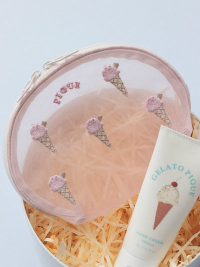 Ice cream Embroidery Pouch gelato pique