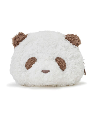 Cute brown and pink panda mini pouch by Gelato Pique USA, featuring plush ears, perfect for storing cosmetics; Premium Loungewear and Sleepwear accessory.