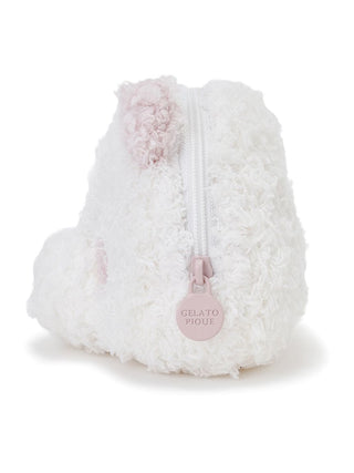 2025 Panda Mini Pouch by Gelato Pique USA in fluffy white with pink accents, ideal for storing cosmetics, part of Premium Loungewear collection.