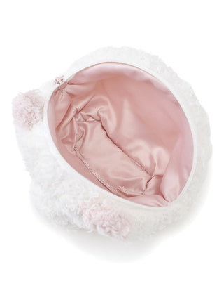 Interior view of Gelato Pique USA's Panda Mini Pouch in soft pink and white, perfect for storing small items and cosmetics. Premium Loungewear and Sleepwear.