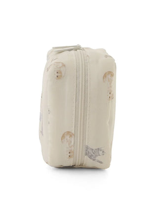 Beige CAT Allover Pattern Pouch by Gelato Pique USA, featuring cute cat motifs. Perfect for storing essentials. Premium Loungewear and Sleepwear.