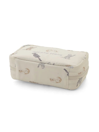 Beige CAT Allover Pattern Pouch by Gelato Pique USA featuring playful cat prints, perfect for organizing essentials, part of premium loungewear.