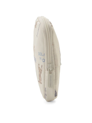 Ivory CAT Allover Pattern Tissue Pouch by Gelato Pique USA, perfect for Premium Loungewear and Sleepwear essentials storage.