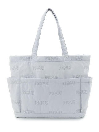 PIQUE Quilting Totebag with embossed logo and quilted fabric design, showcasing chic functionality and spacious interior.