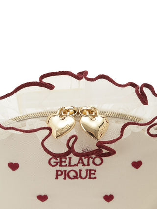 [Valentine] Heart Embroidery Tulle Pouch