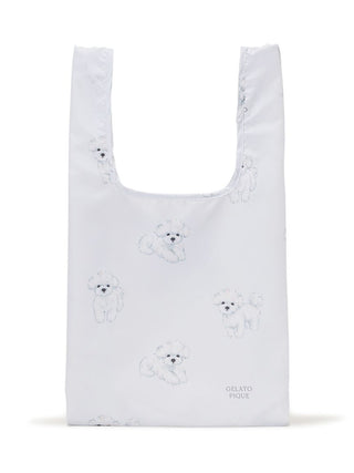 Gelato Pique USA white tote bag featuring Maltese dog pattern, ideal for small shopping, part of premium loungewear and sleepwear collection.