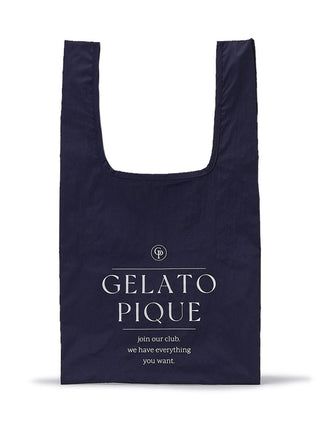 Navy blue 3-pattern reusable tote bag with Gelato Pique logo, sustainable and stylish for everyday use.